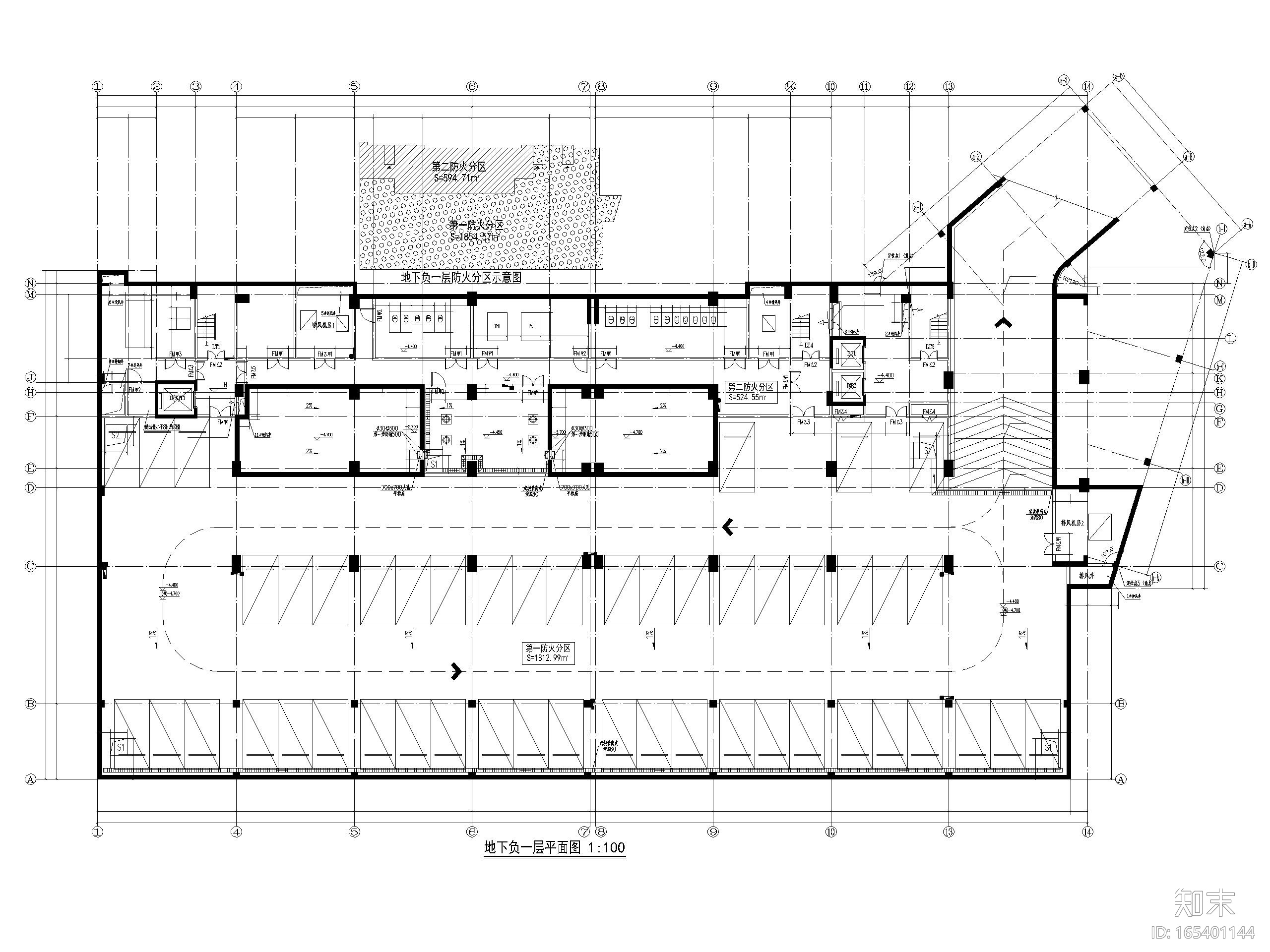 [广东]高层商业大厦建筑施工图cad施工图下载【ID:165401144】