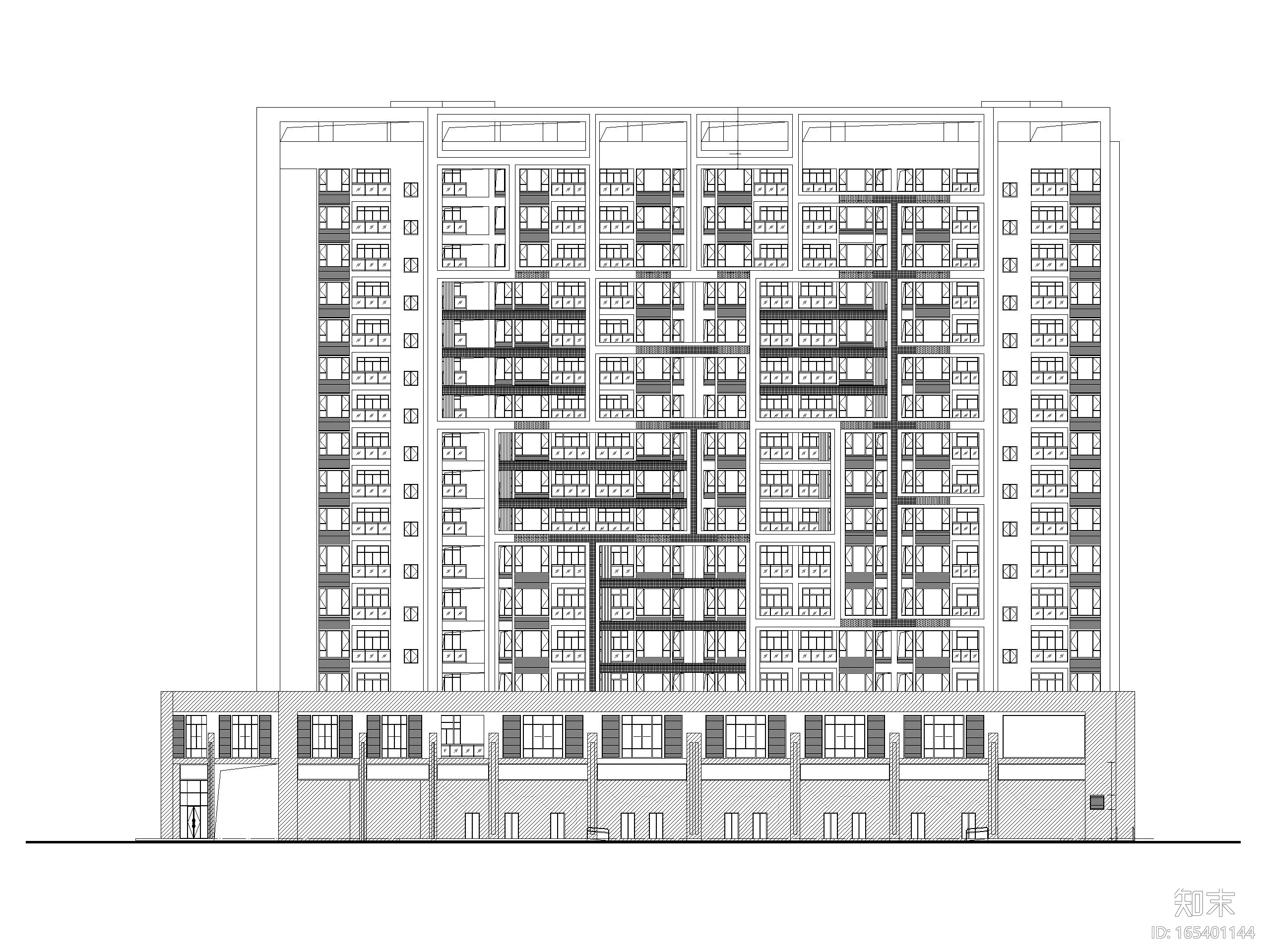 [广东]高层商业大厦建筑施工图cad施工图下载【ID:165401144】