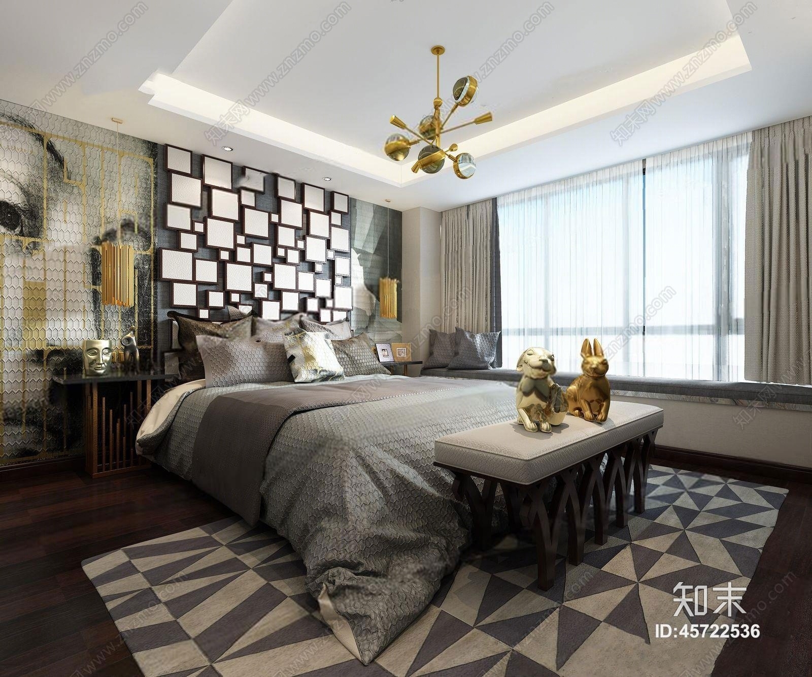 现代卧室3D模型下载【ID:45722536】