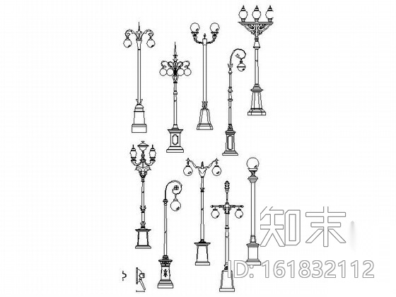 灯与木造型拼花CAD图块下载施工图下载【ID:161832112】