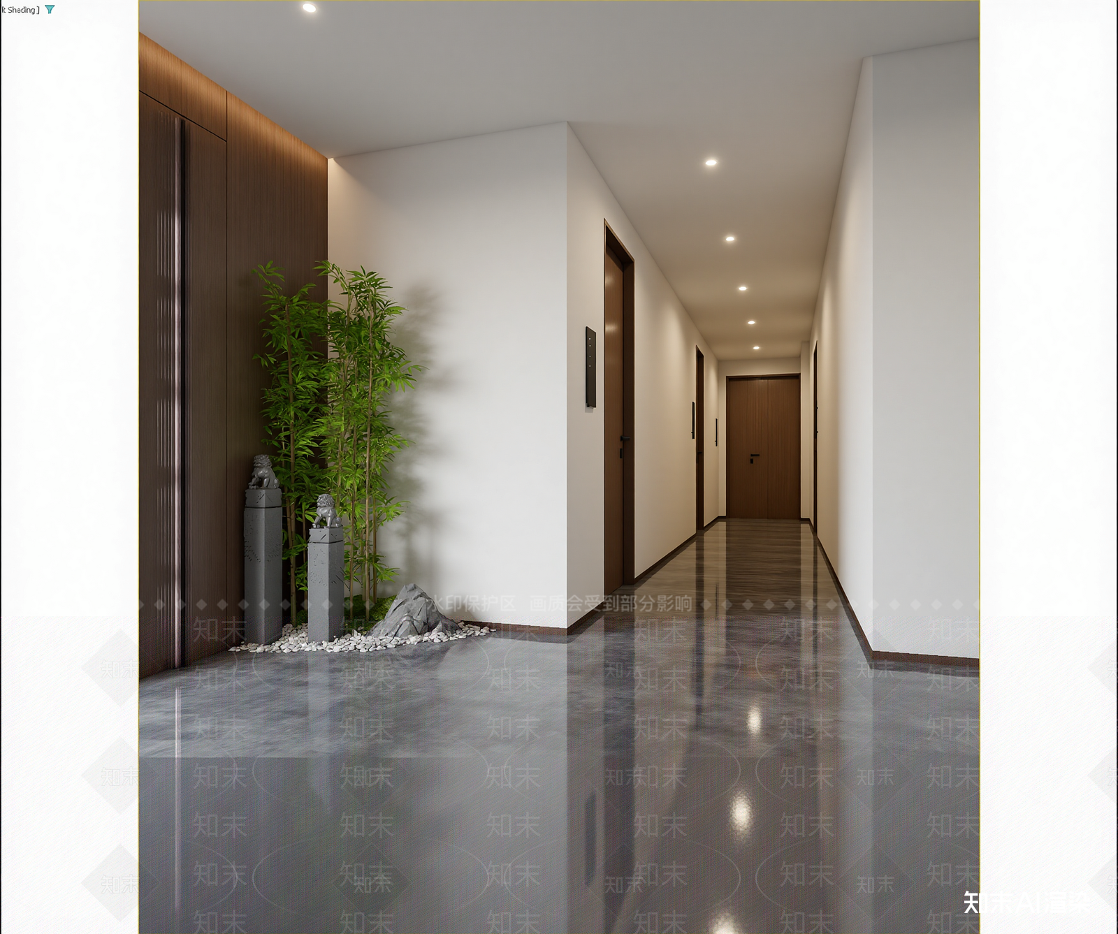 侘寂酒店走廊3D模型下载【ID:1214844142】