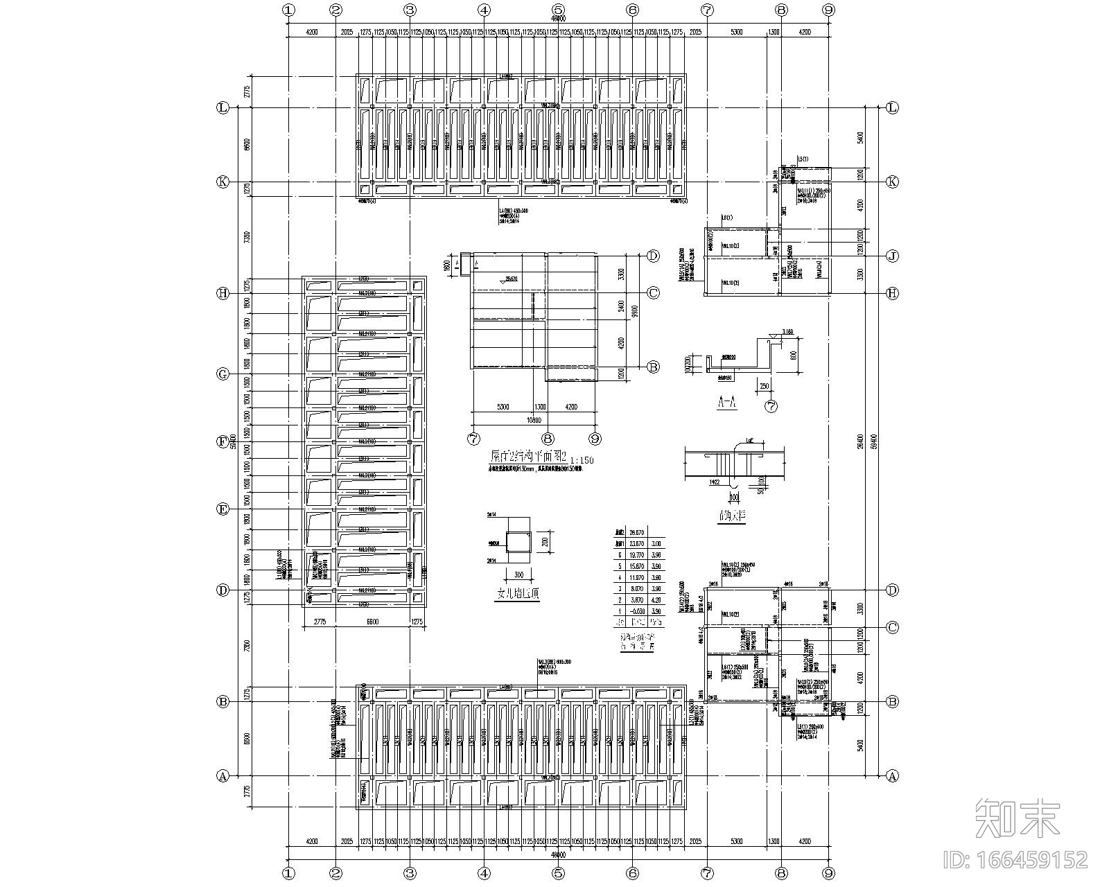 大学图书馆混凝土结构cad施工图下载【ID:166459152】