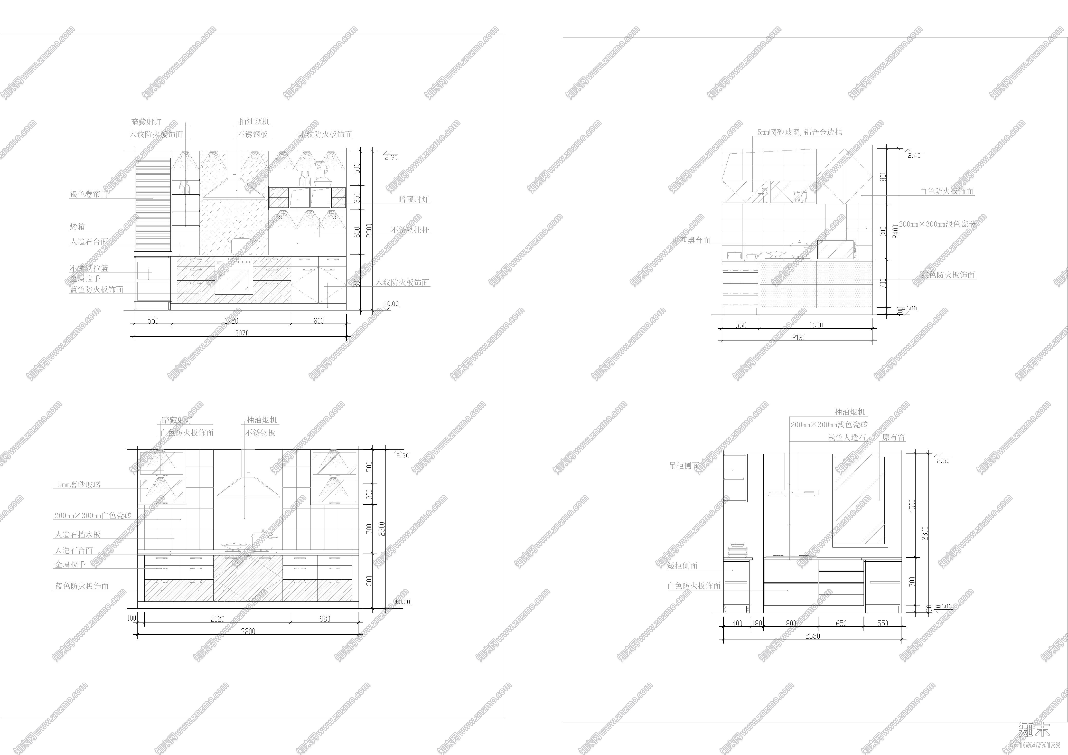 厨房餐厅立面细节图|CAD施工图施工图下载【ID:169479138】