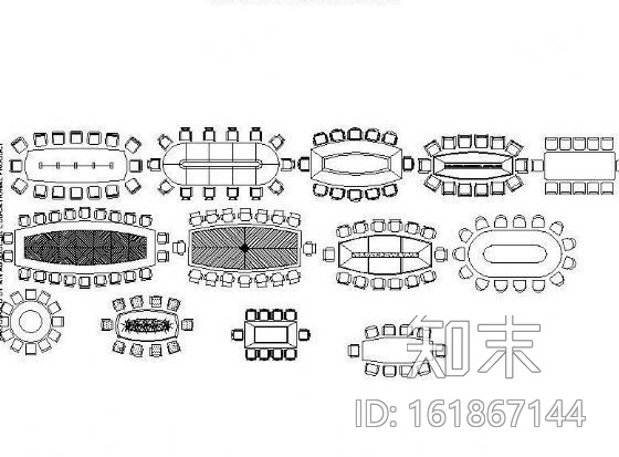 会议桌图块施工图下载【ID:161867144】