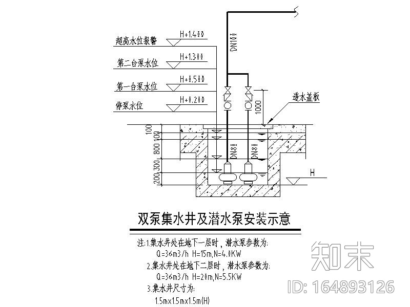 给排水图例及安装大样总说明CADcad施工图下载【ID:164893126】