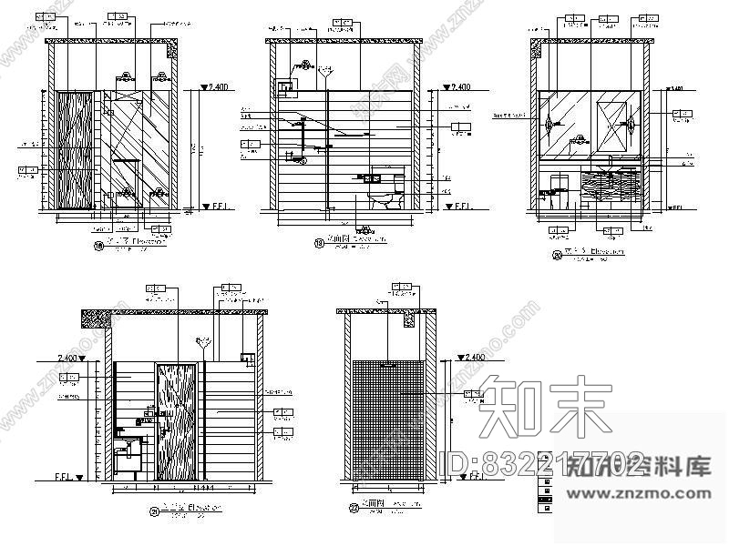 图块/节点酒店客卧卫生间立面图cad施工图下载【ID:832217702】