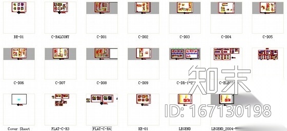 [广东]名师设计多层住宅区C型高档现代四居室装修施工图cad施工图下载【ID:167130198】