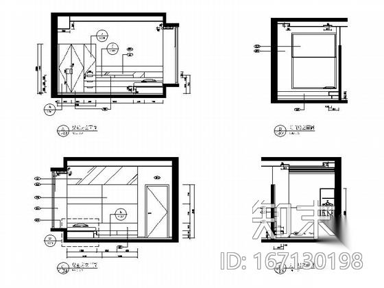 [广东]名师设计多层住宅区C型高档现代四居室装修施工图cad施工图下载【ID:167130198】