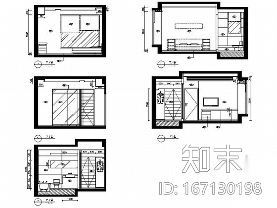 [广东]名师设计多层住宅区C型高档现代四居室装修施工图cad施工图下载【ID:167130198】