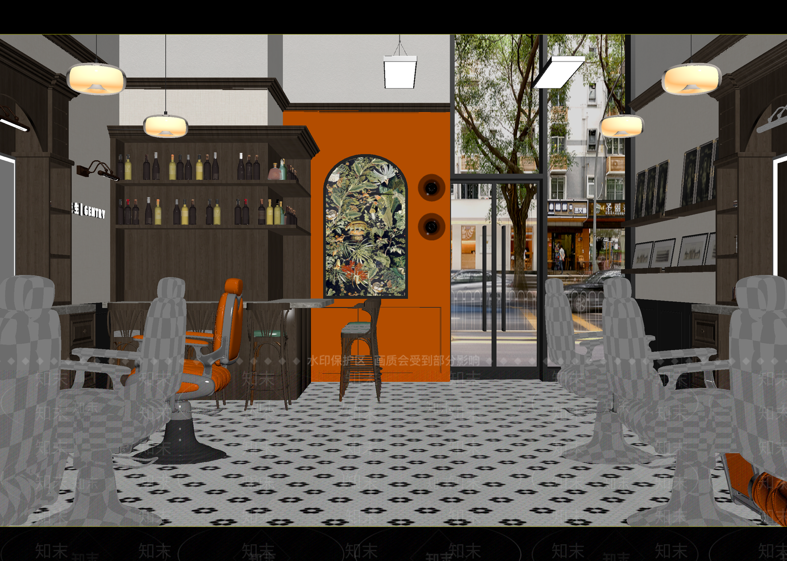 美式美发店3D模型下载【ID:1215140154】