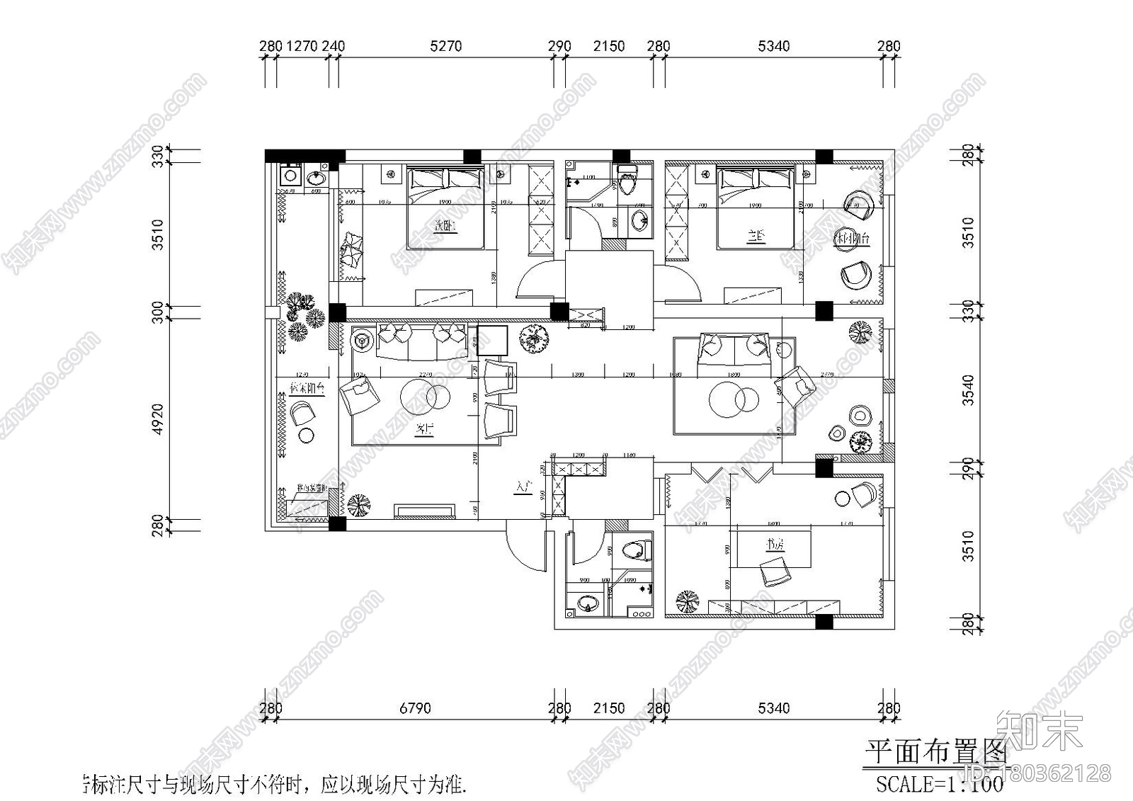 [浙江]嘉兴现代二居室住宅施工图_附效果图施工图下载【ID:180362128】