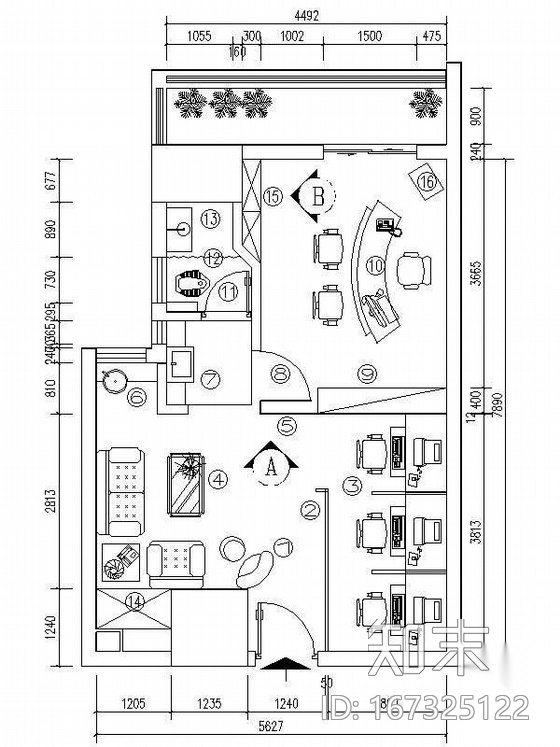 [湖南]写字楼工作室装修图cad施工图下载【ID:167325122】