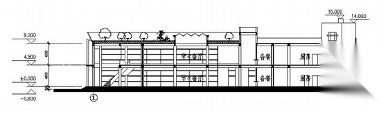 奉贤中学食堂建筑扩初图cad施工图下载【ID:151574158】