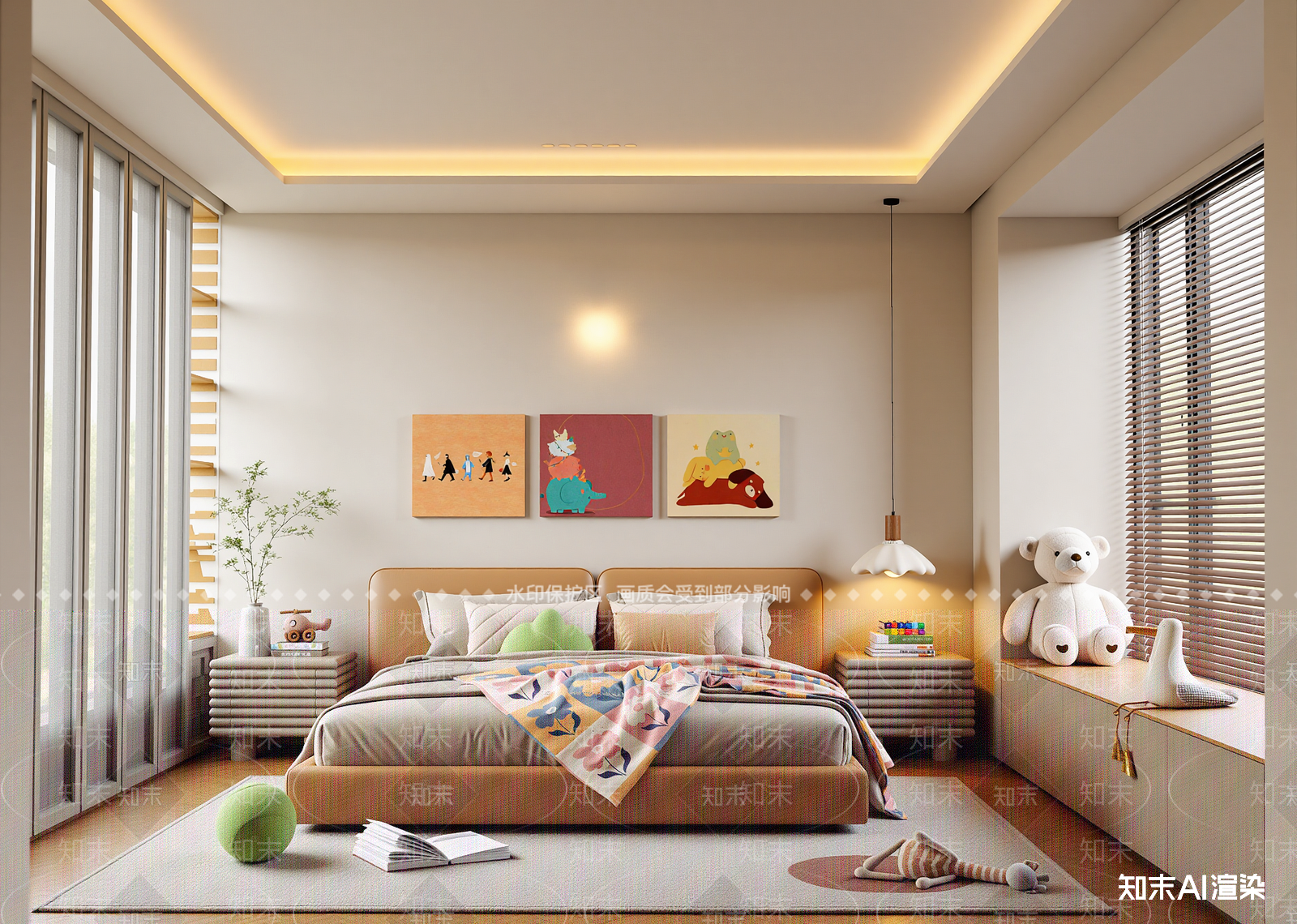 现代通用儿童房3D模型下载【ID:1215134025】
