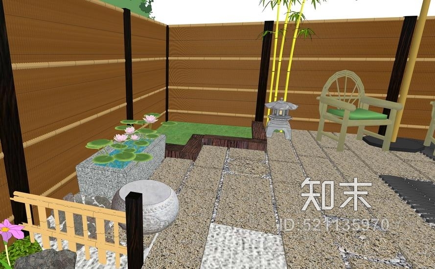 日式庭院景观SU模型下载【ID:521135970】