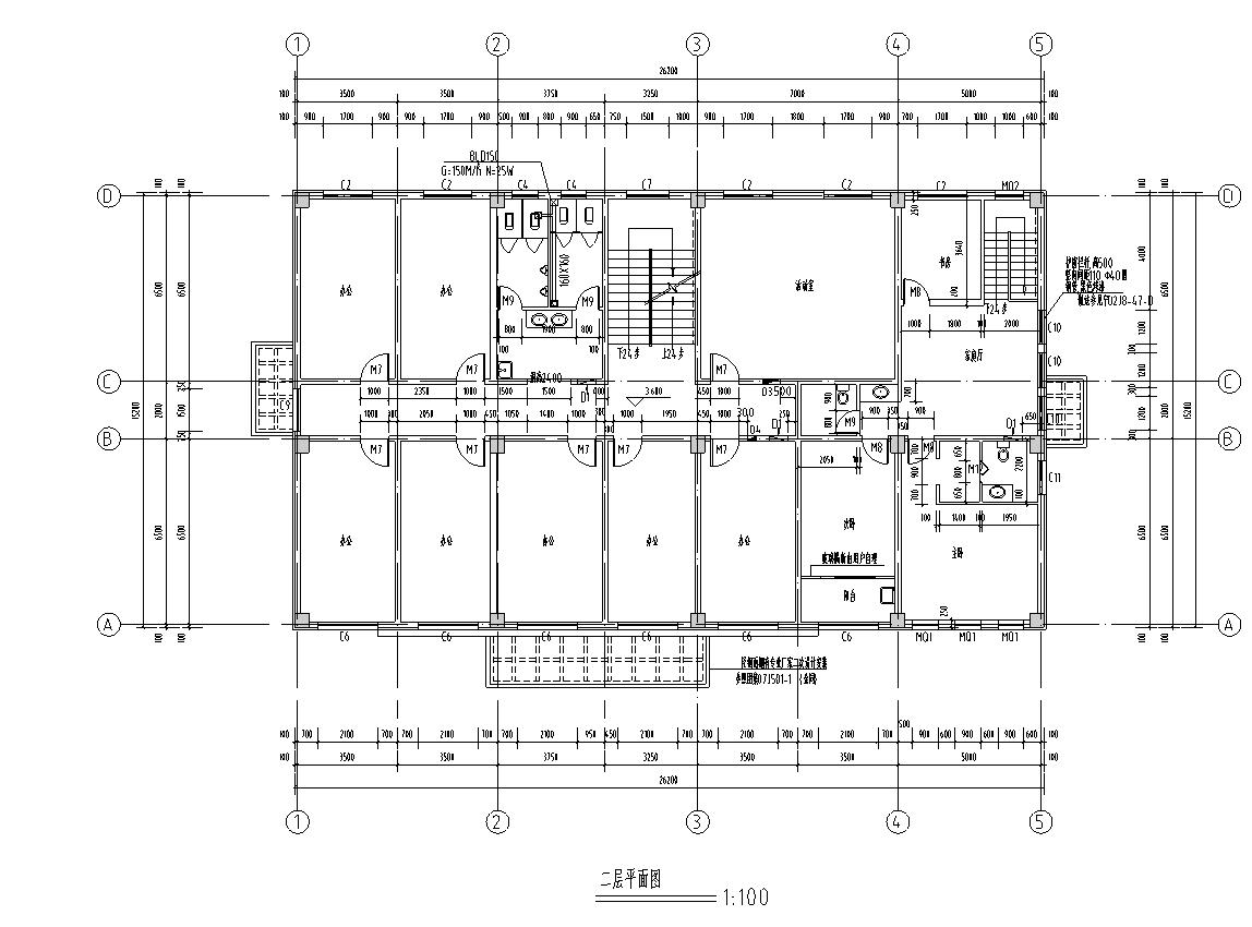 [宁夏]三层面砖外墙综合性办公楼施工图（含效果图及各...施工图下载【ID:166565152】