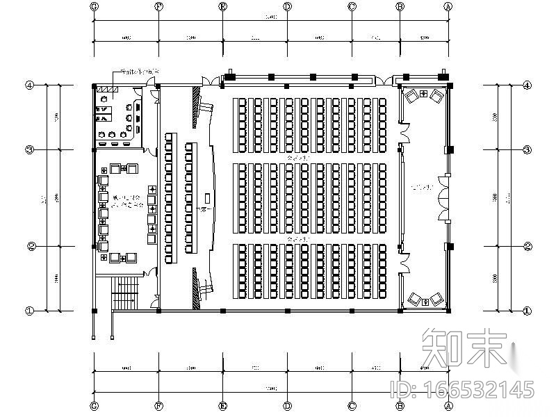 某政府多功能会议室装修平面图施工图下载【ID:166532145】