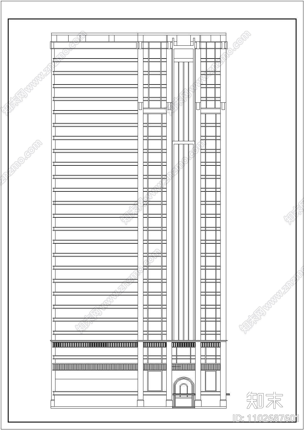 某二十八层写字楼建筑全套施工设计cad图纸施工图下载【ID:1102687601】