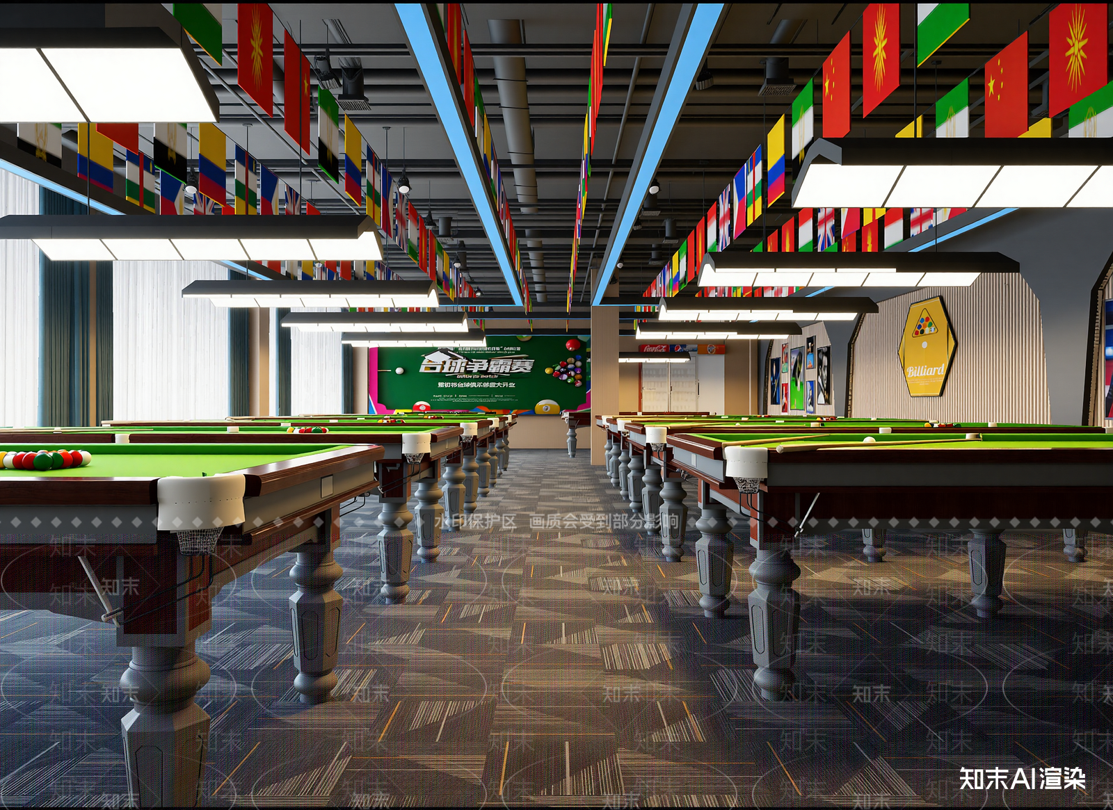 工业风台球室3D模型下载【ID:1214581267】