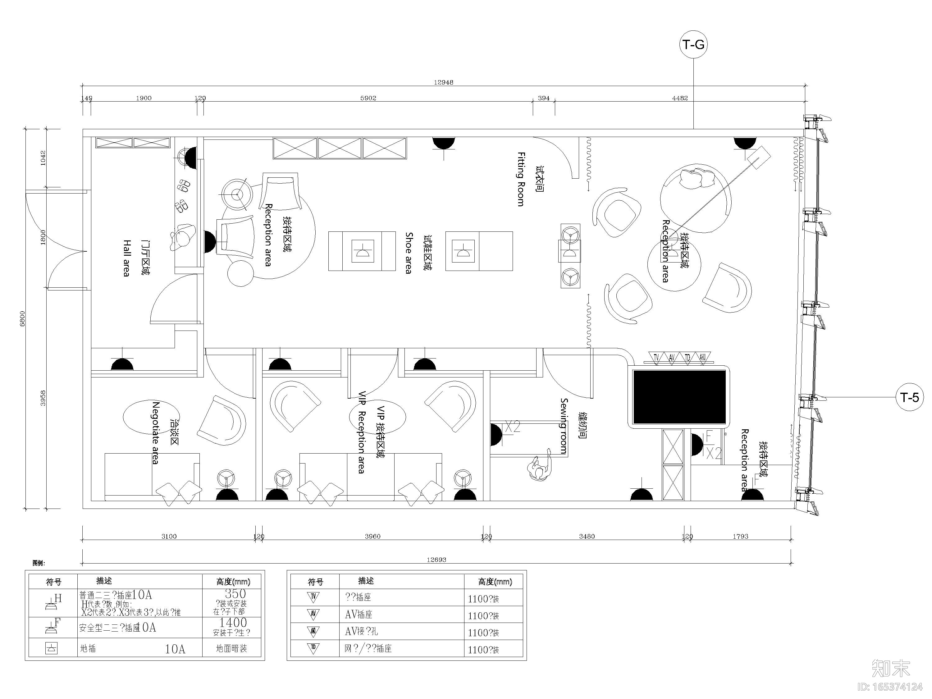 [广州]85㎡服饰设计工作室装修工程施工图cad施工图下载【ID:165374124】