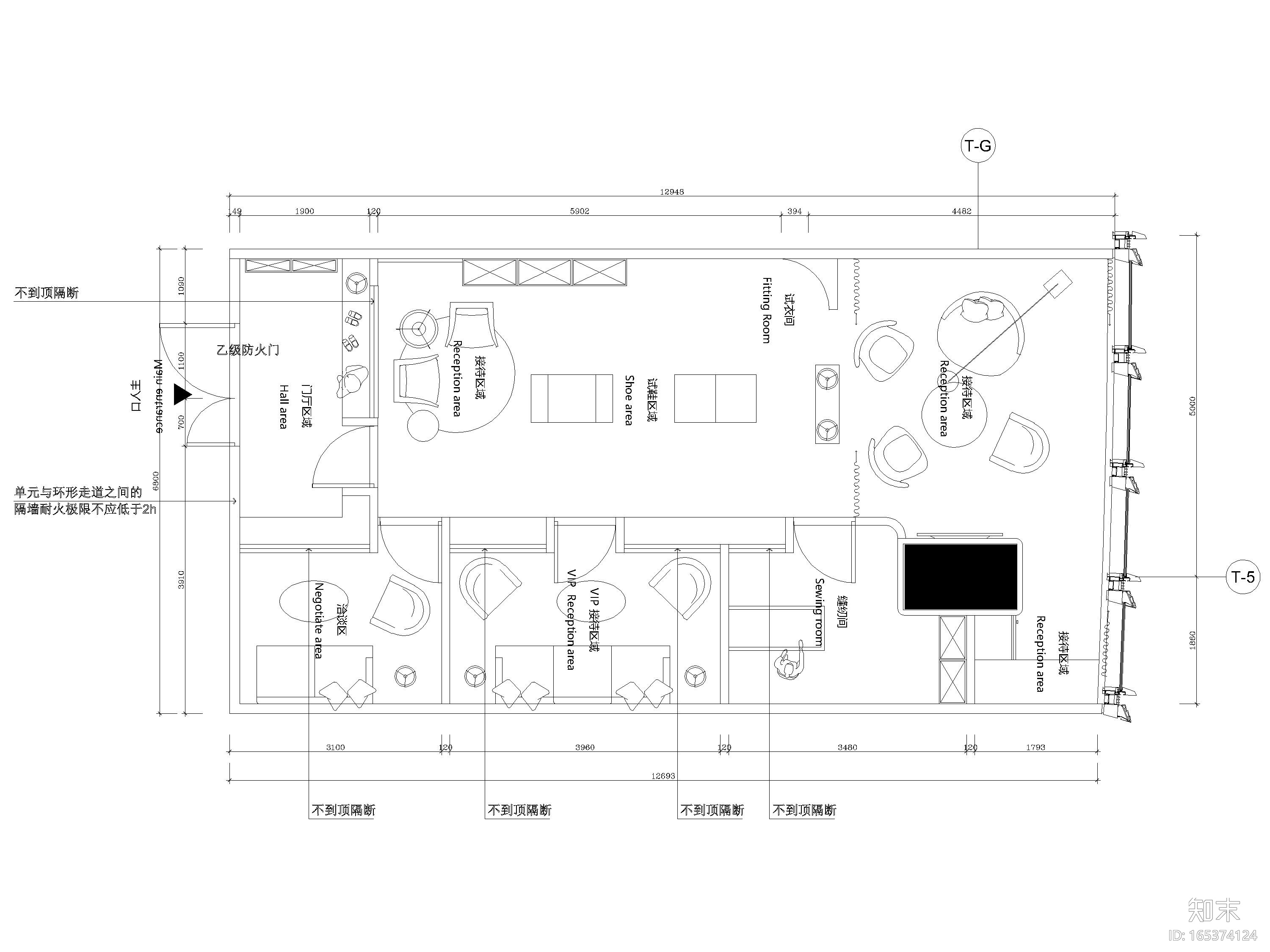 [广州]85㎡服饰设计工作室装修工程施工图cad施工图下载【ID:165374124】