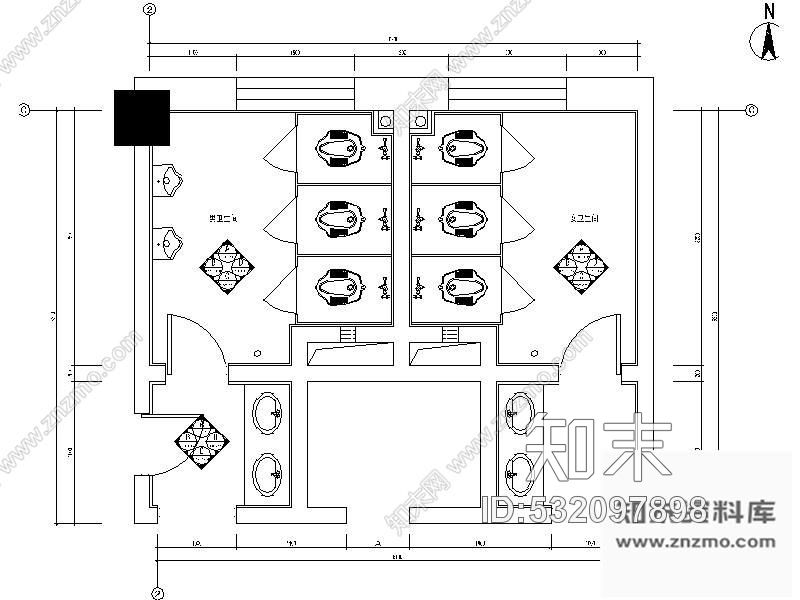 施工图某办公楼公共卫生间装修施工图施工图下载【ID:532097898】