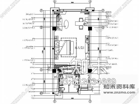 施工图江苏豪华酒店贵宾楼单人房室内装修设计CAD施工图cad施工图下载【ID:532034669】