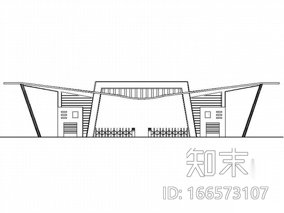 某企业现代型大门建筑施工图cad施工图下载【ID:166573107】