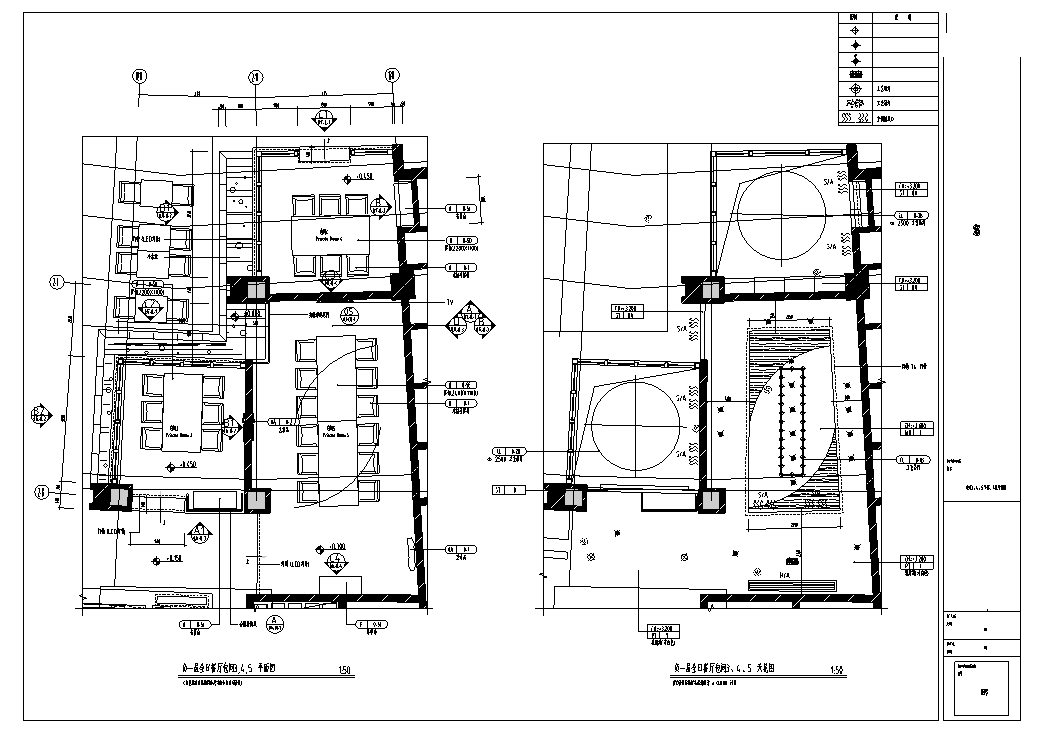 某酒店全日餐厅包间装修设计施工图纸cad施工图下载【ID:161777187】