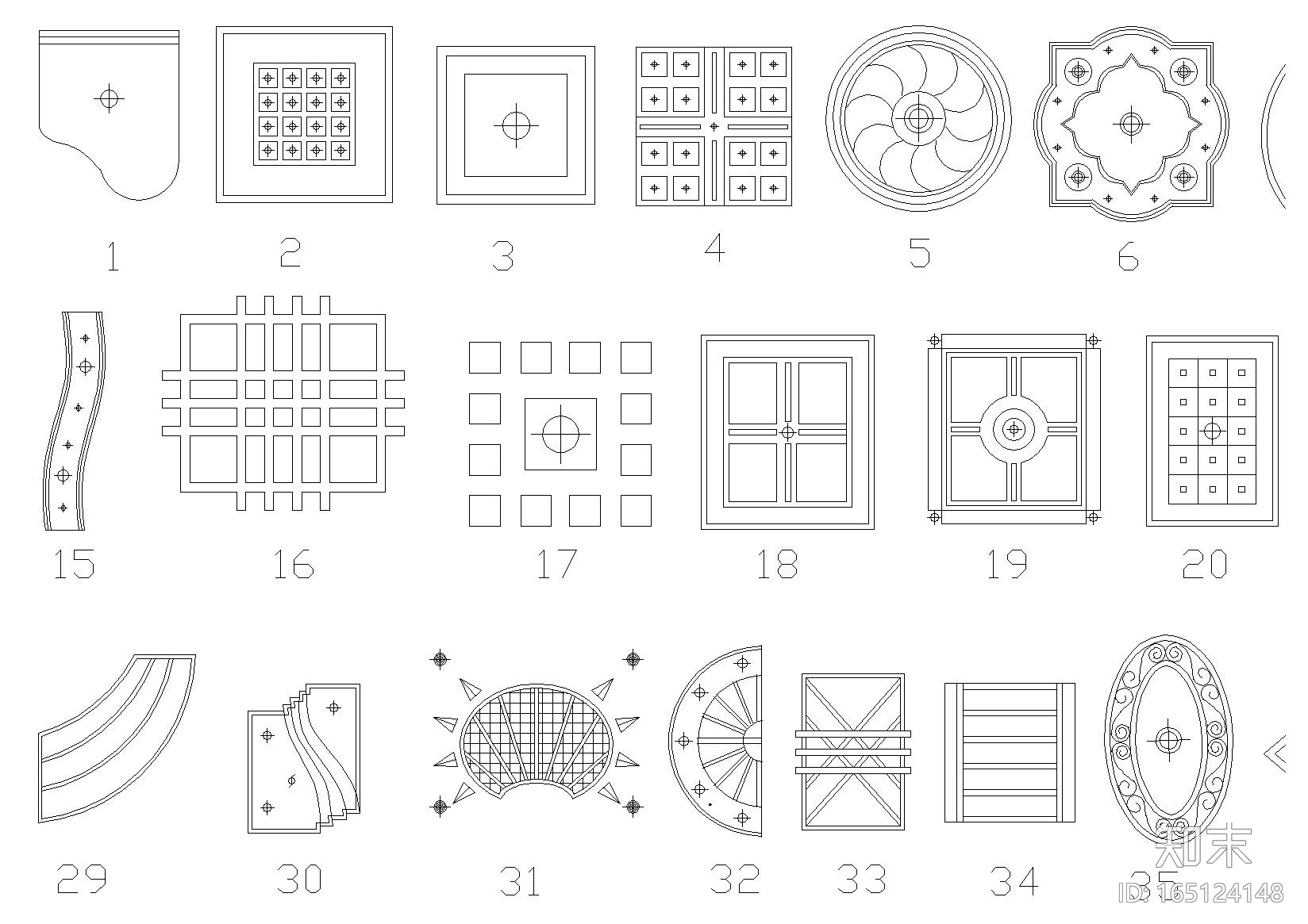 170款天花吊顶装饰图库施工图下载【ID:165124148】
