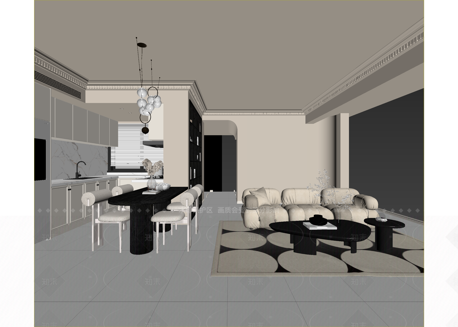 奶油客餐厅3D模型下载【ID:1214926305】