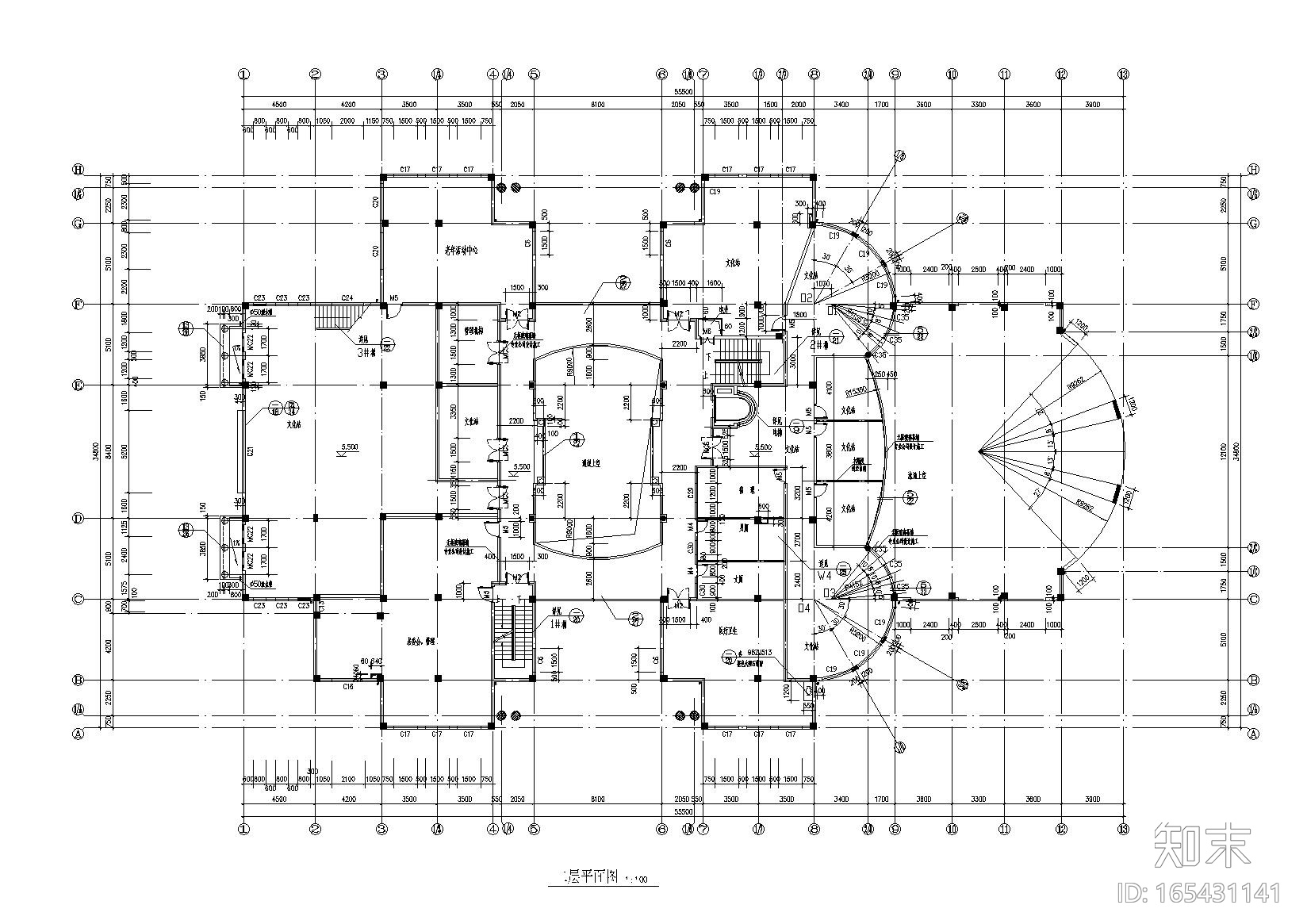 [广东]深湾花园三层社区中心建筑施工图cad施工图下载【ID:165431141】