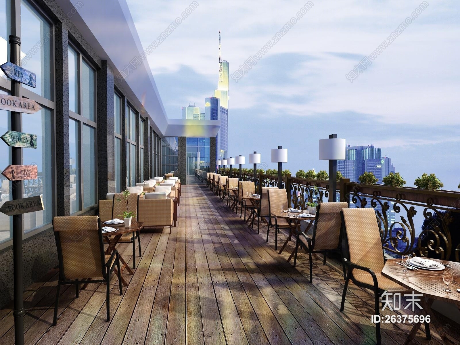 室外阳台餐厅3D模型下载【ID:26375696】
