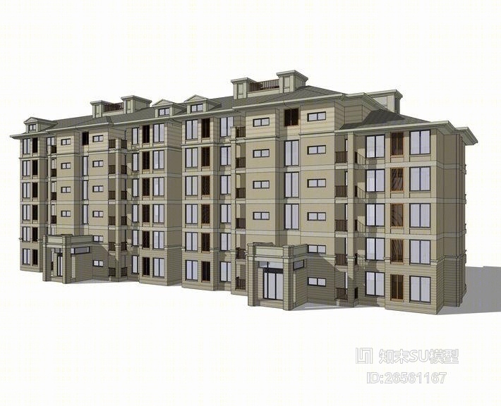 简法式多层住宅SU模型下载【ID:26561167】