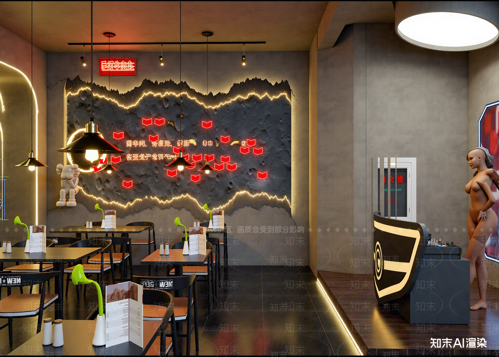 工业风其他餐饮空间3D模型下载【ID:1214054758】