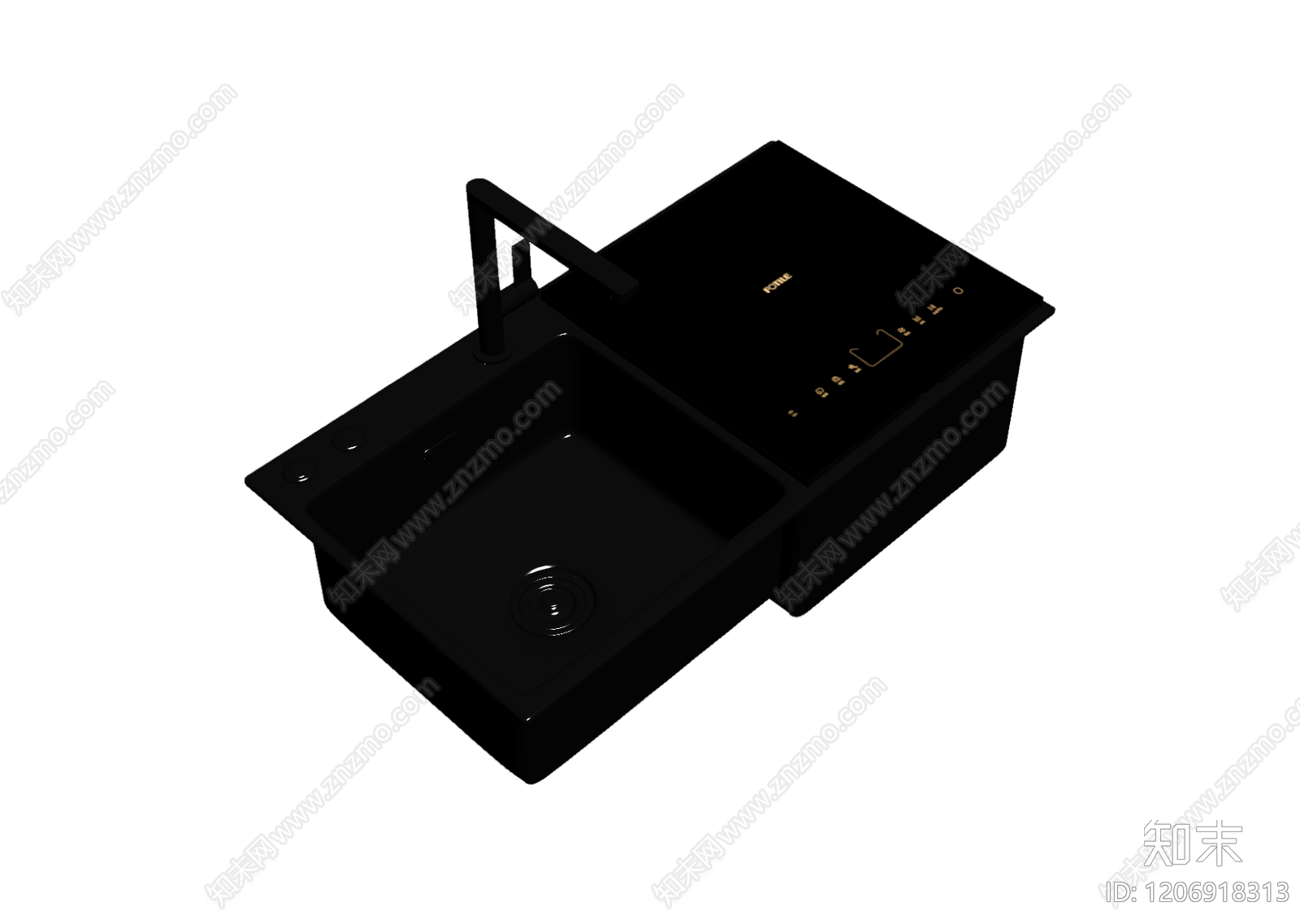 黑色一体式水槽3D模型下载【ID:1206918313】