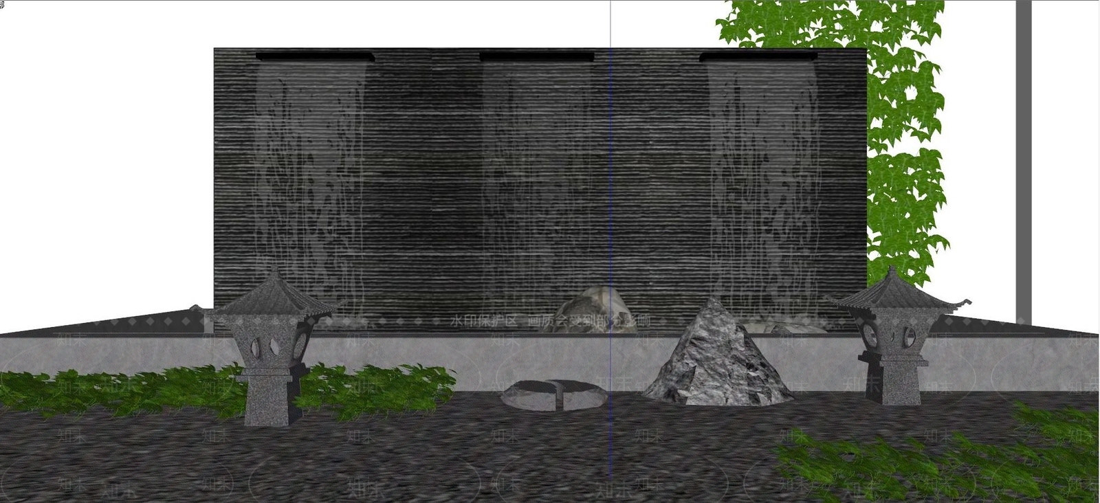 新中式水景景观SU模型下载【ID:1112119136】