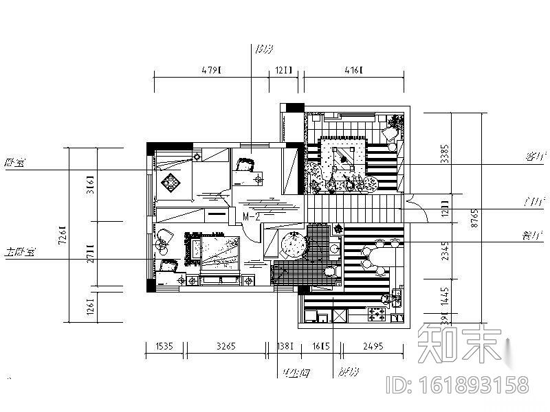 [武汉]某两居室方案图（含效果）cad施工图下载【ID:161893158】