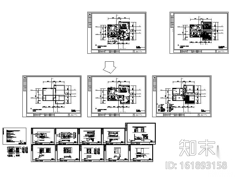 [武汉]某两居室方案图（含效果）cad施工图下载【ID:161893158】