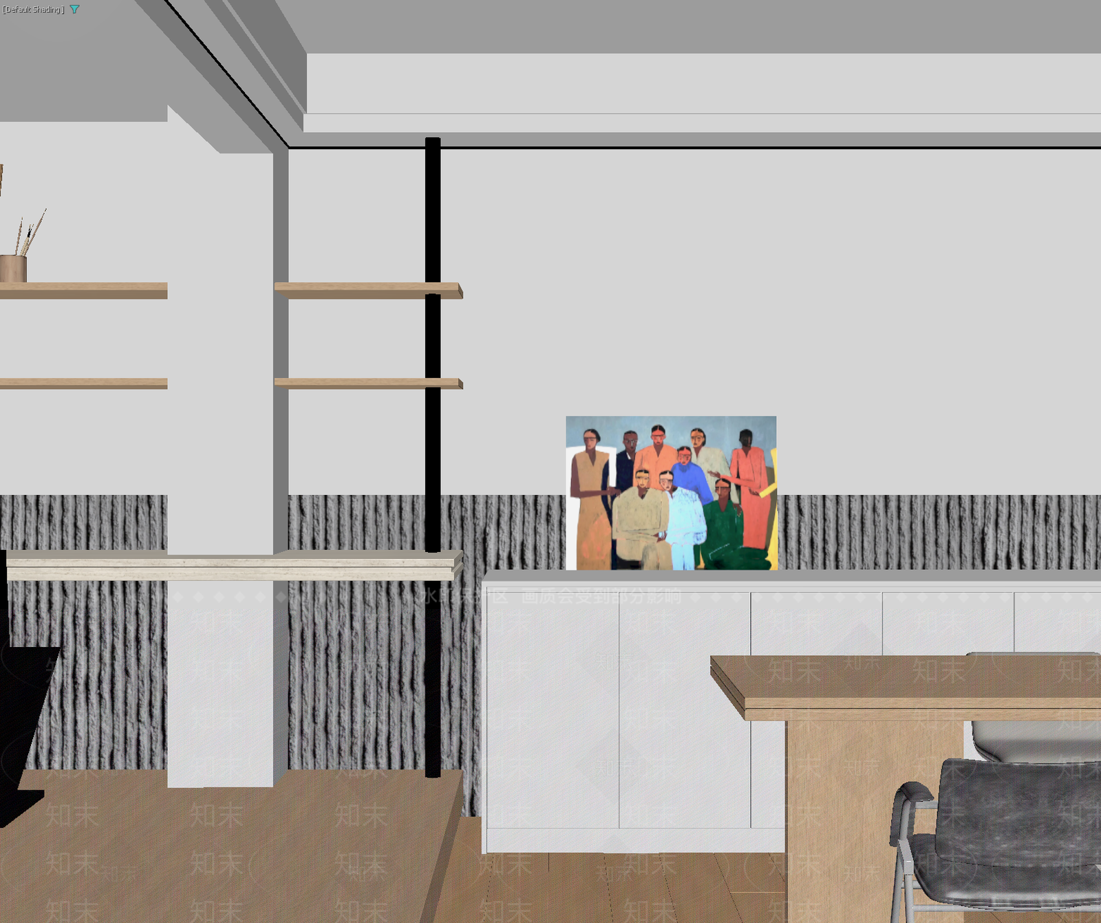 极简开放式厨房3D模型下载【ID:1215007649】