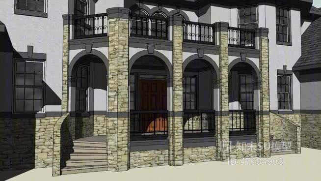 欧式建筑SU模型下载【ID:47694908】