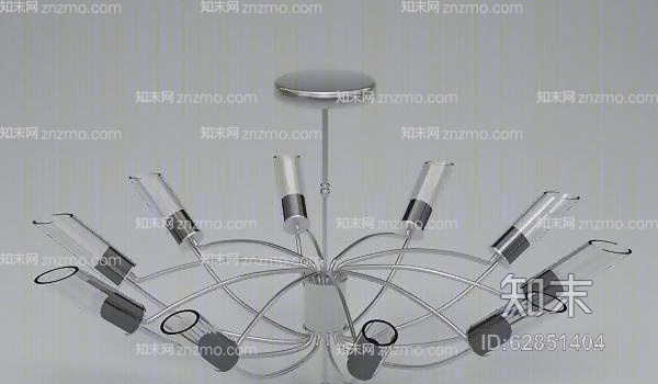 现代银色铁艺吸顶灯3D模型下载【ID:62851404】