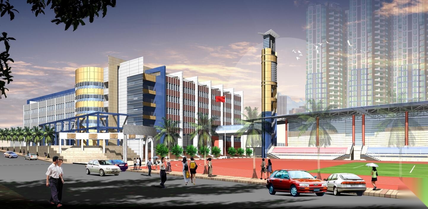 皇岗小学效果图cad施工图下载【ID:151559109】