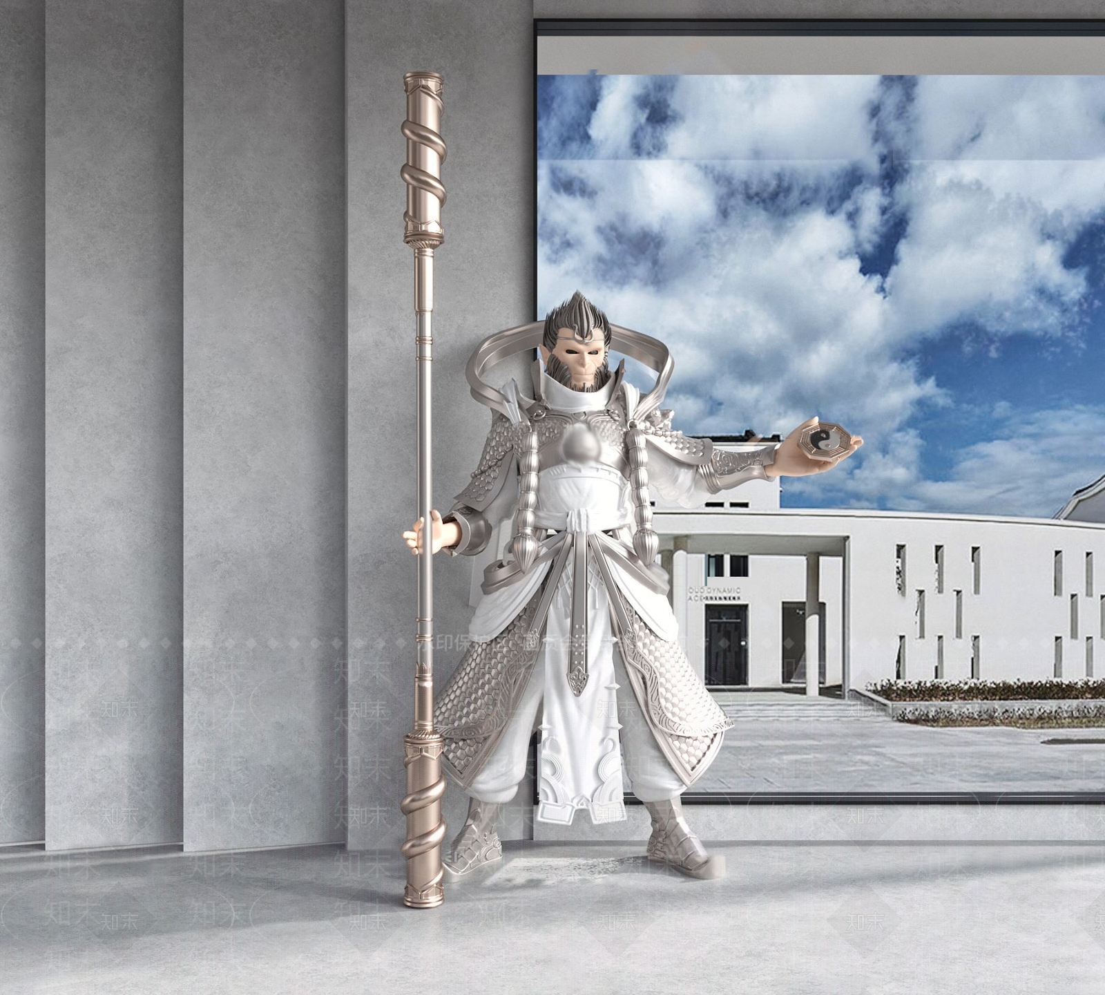 现代齐天大圣雕塑3D模型下载【ID:1121637184】