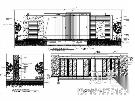 酒店室内大堂入口内装修图cad施工图下载【ID:161975163】