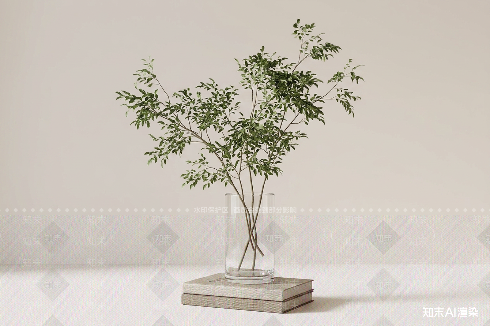 现代灌木3D模型渲染效果图