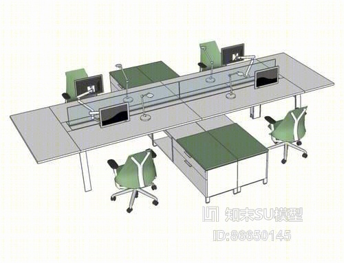 办公桌椅组合SU模型下载【ID:86650145】