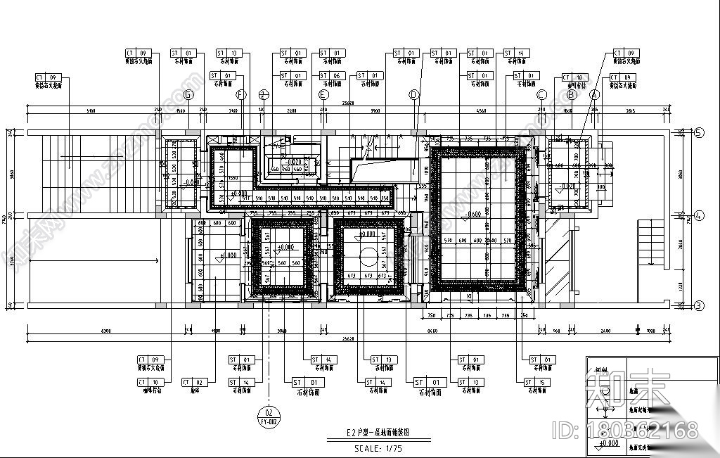 欧式风格三层联排别墅住宅装修施工图设计施工图下载【ID:180362168】