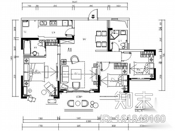 [攀枝花]经典中式三居室样板房装修图（含效果）施工图下载【ID:161849160】