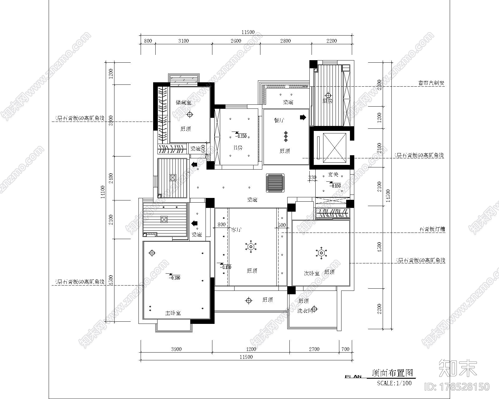 [常州]现代简约2居室室内设计全套CAD施工图施工图下载【ID:178528150】